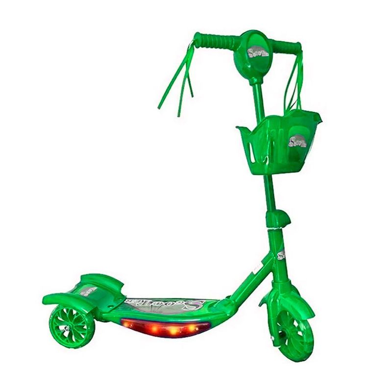 GENERICO - Patineta Scooter Monopatín Canasta Con Luces Musical Verde