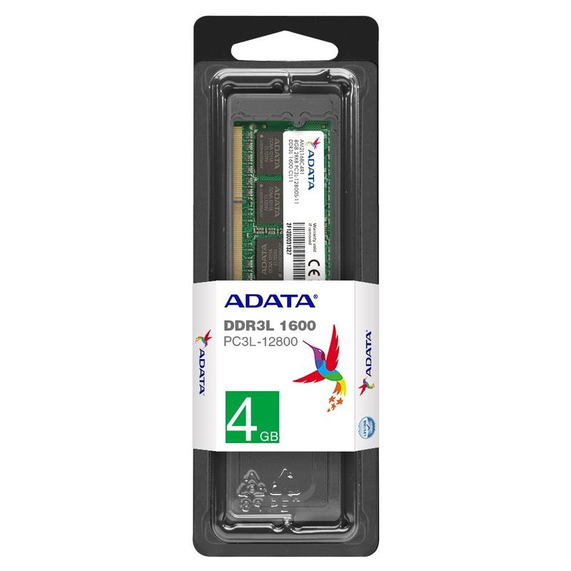 ADATA - Memoria ram Adata portatil DDR3 4gb bus 1600 low voltaje