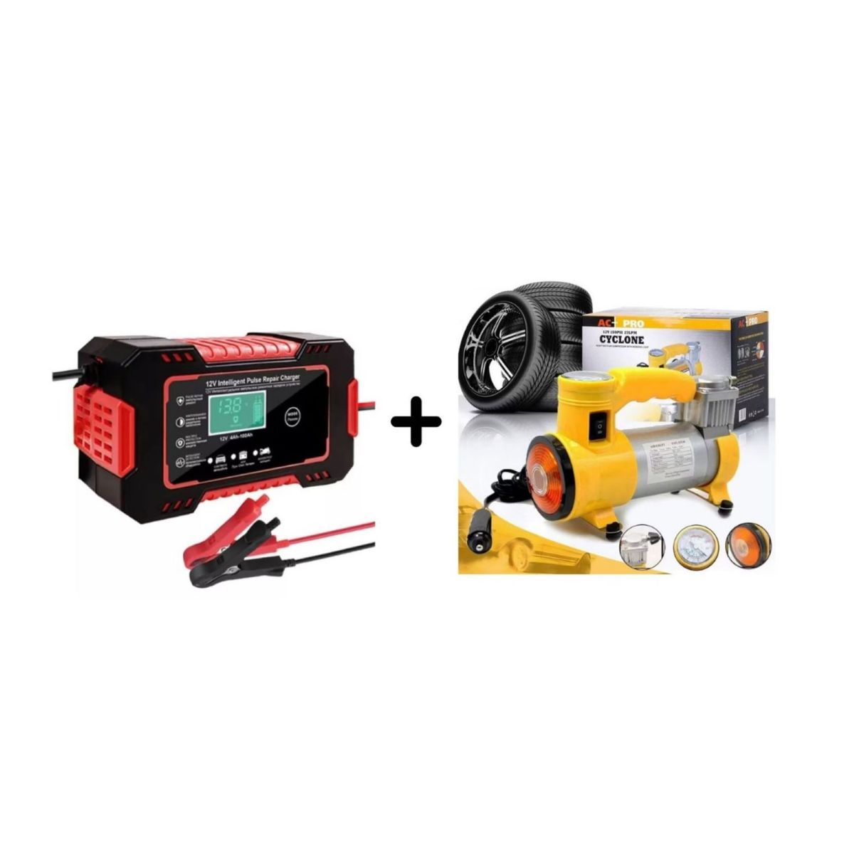 ZHOPI CO - Cargador Baterias Carro Mas Compresor Inflador Neumaticos