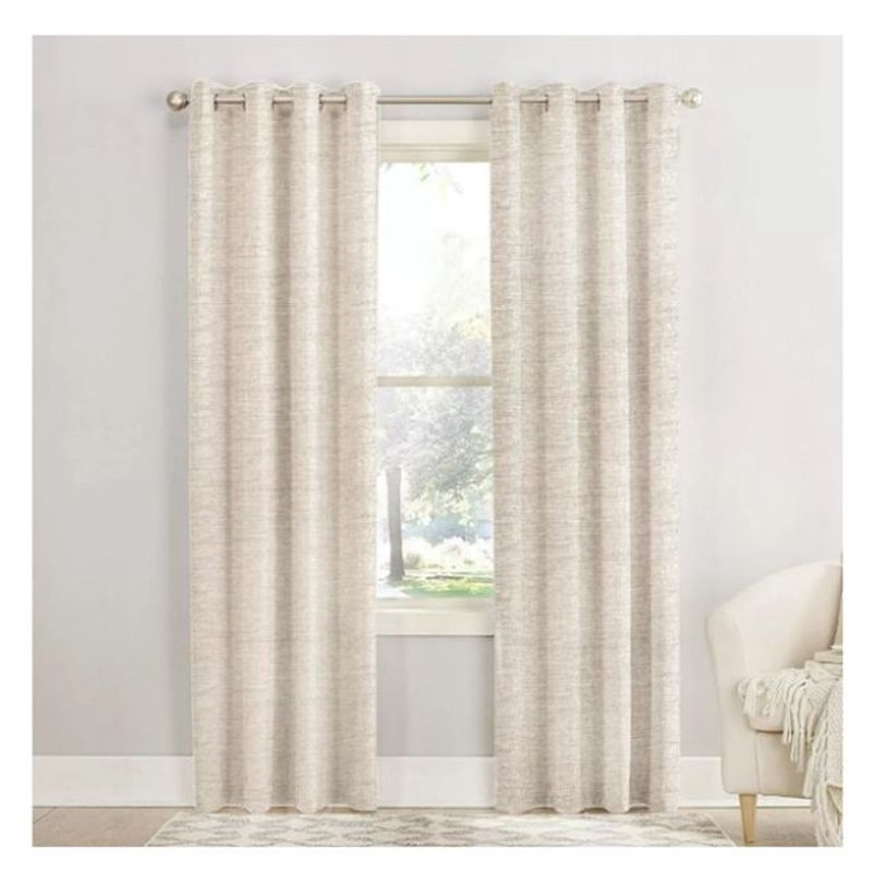 CASATUA - Cortina Blackout 100% Anti Luz, 2 Paños 140x220 Textura Lino