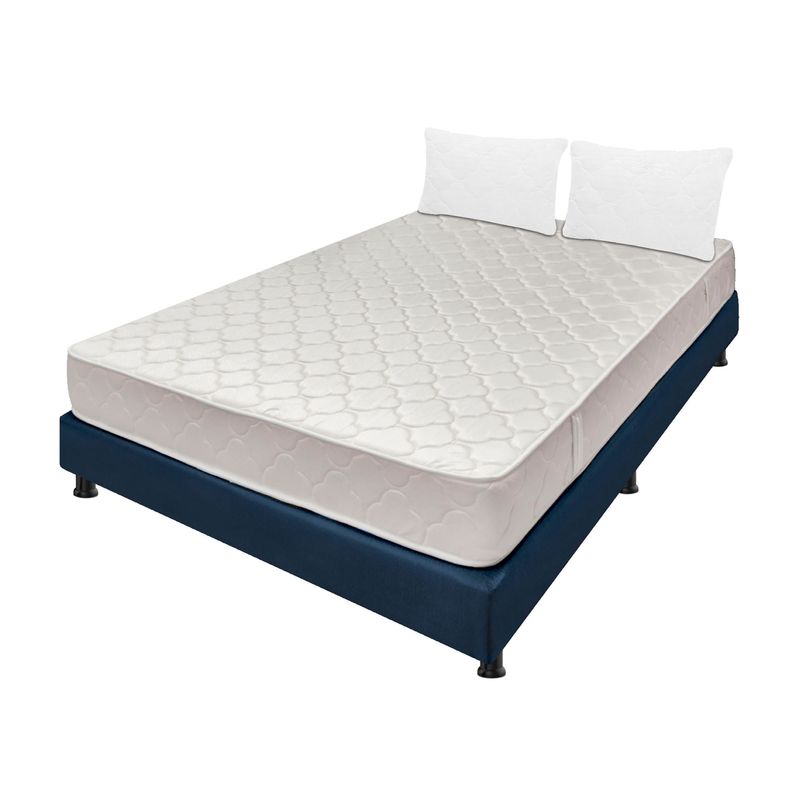 DORMILANDIA - Combo Colchón Multisleep Azul+ Base Cama Entera +Almohadas