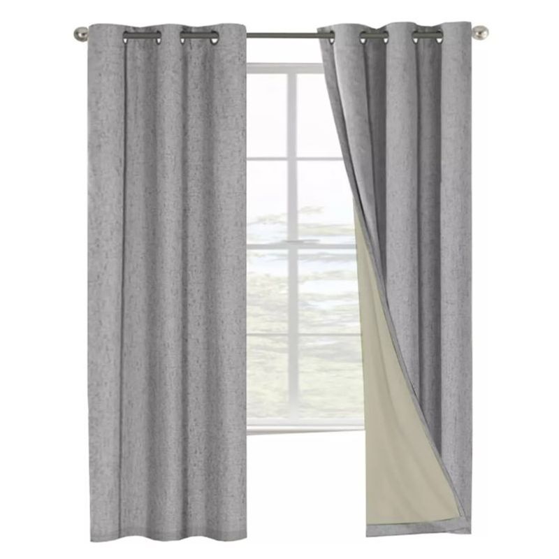 CASATUA - Cortina Blackout 100% Anti Luz, 2 Paños 140x220 Textura Lino