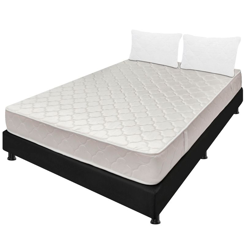 DORMILANDIA - Combo Colchón Doble Espumado Multisleep +Base Cama Entera+ Almohadas