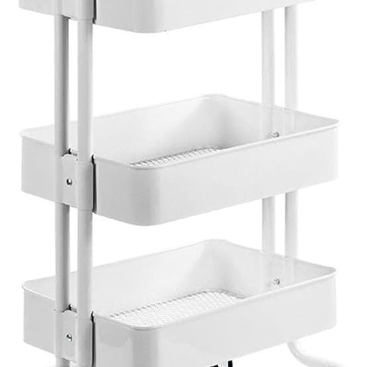 MOBLIHOUSE - Carro Auxiliar Organizador Metalico Blanco 3 Niveles Rodante