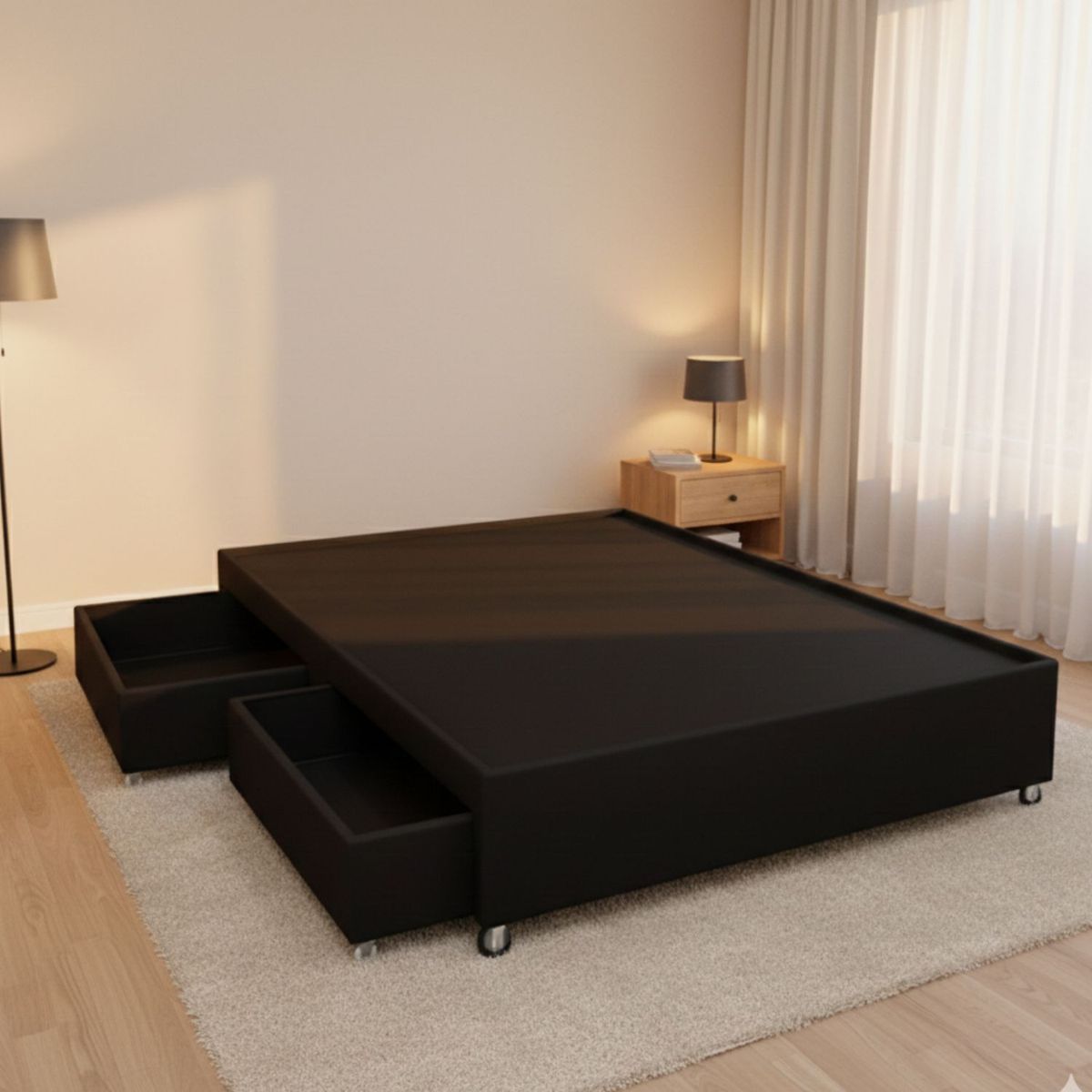 DORMIPUFF - Base Cama Con Cajones Closet 100cm sencilla Negro Dormipuff