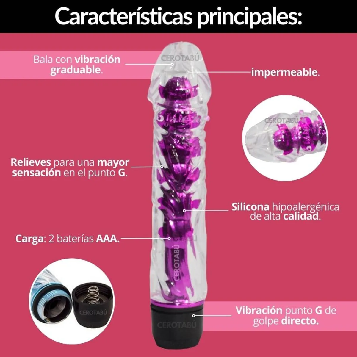 GENERICO - Bala Vibradora Consolador Liso Pilot Morado