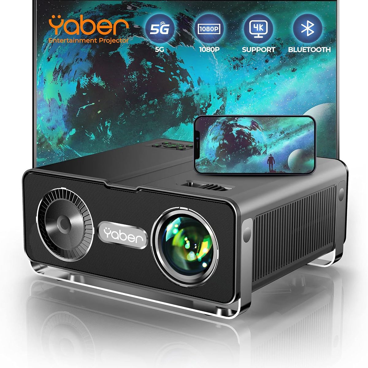 GENERICO - Proyector Led Yaber V10 9500 Lm Wifi 5g Bt 1080p 4k Zoom 4d