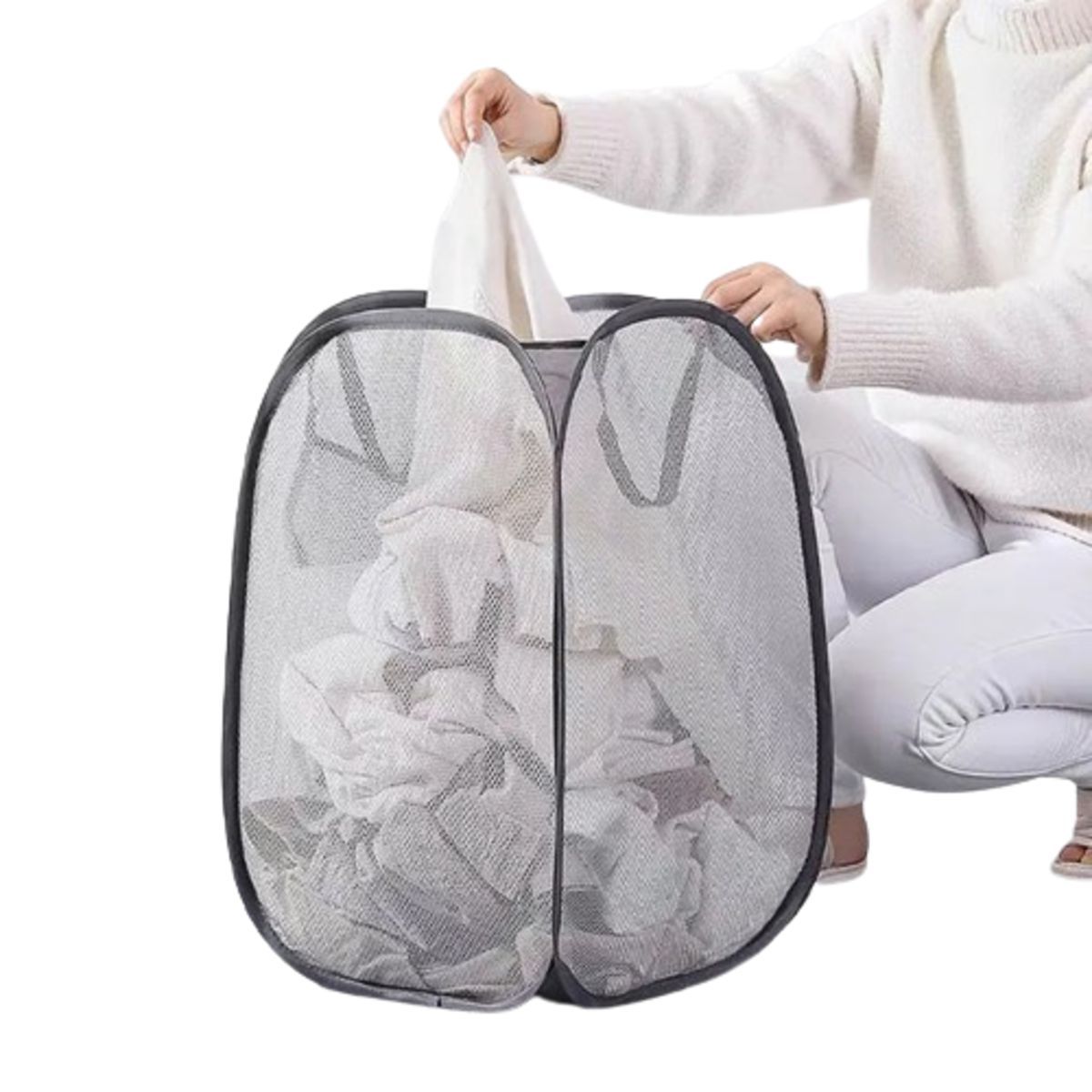 GENERICO - Cesta De Lavandería De Malla Almacenamiento De Ropa Sucia