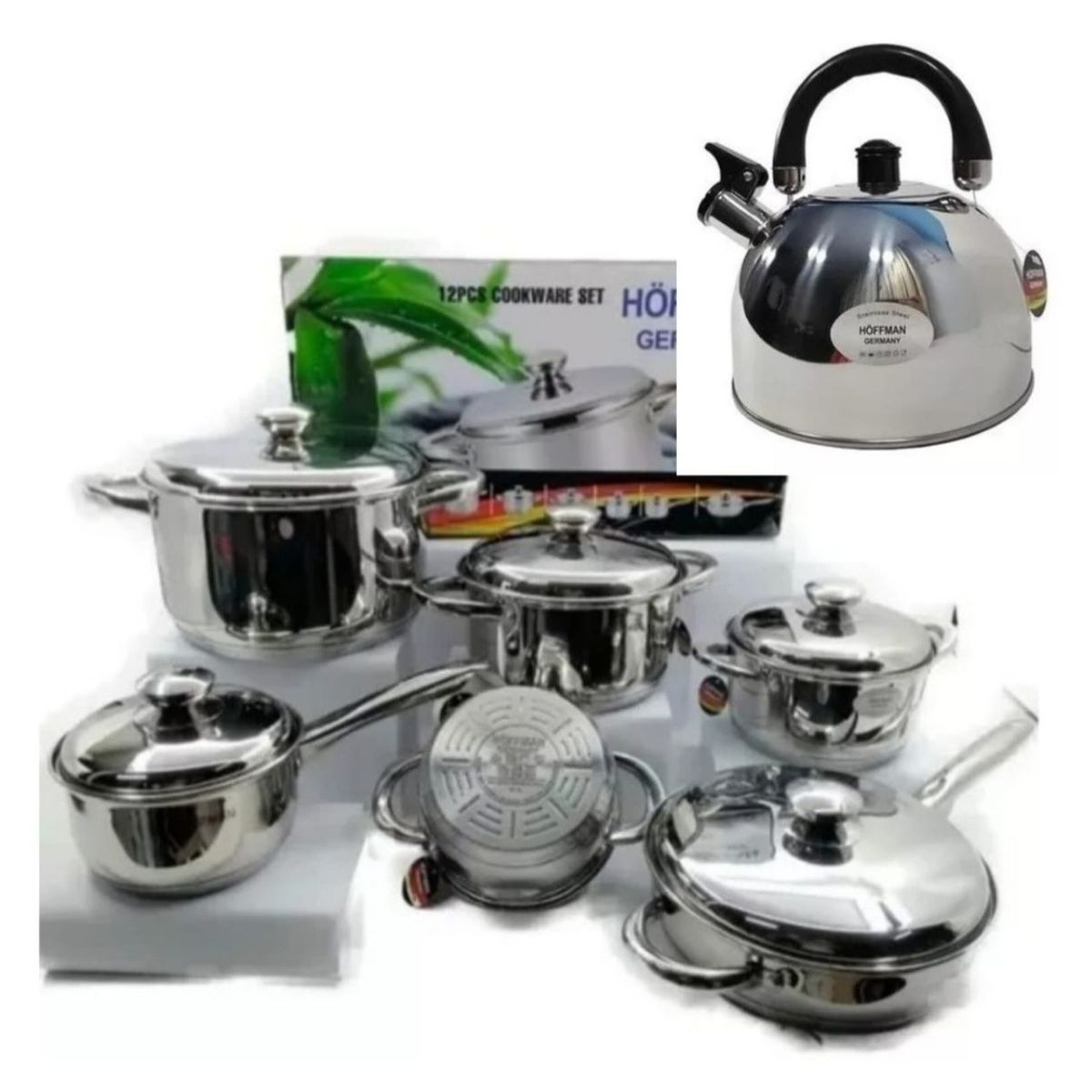 GENERICO - Bateria De Ollas Acero Quirurgico Hoffman Germany 13 Piezas