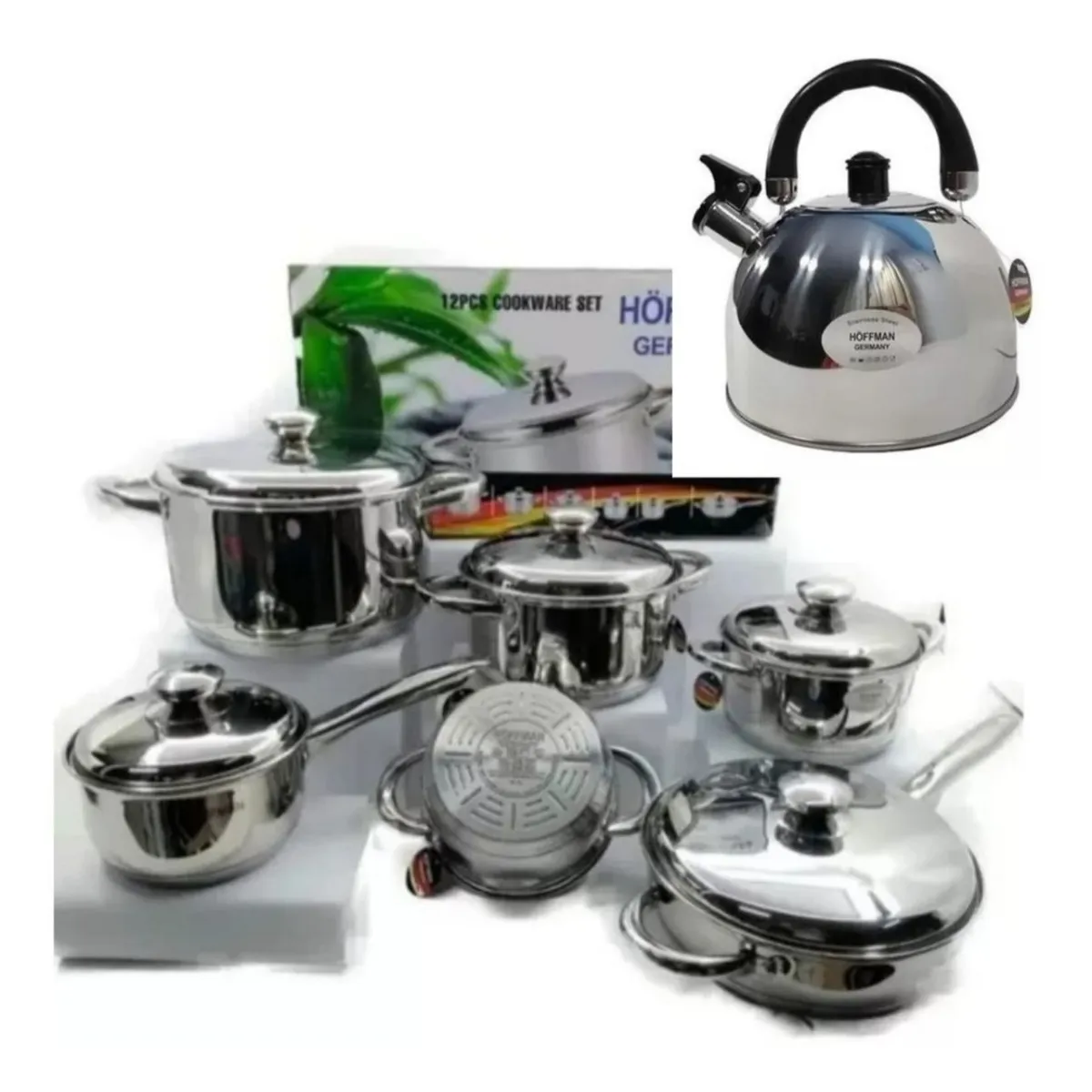 GENERICO - Bateria De Ollas Acero Quirurgico Hoffman Germany 13 Piezas