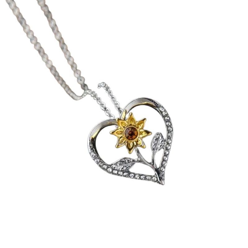 GENERICO - Collar Con Colgante De Girasol De Corazón Flor Sol Joyería
