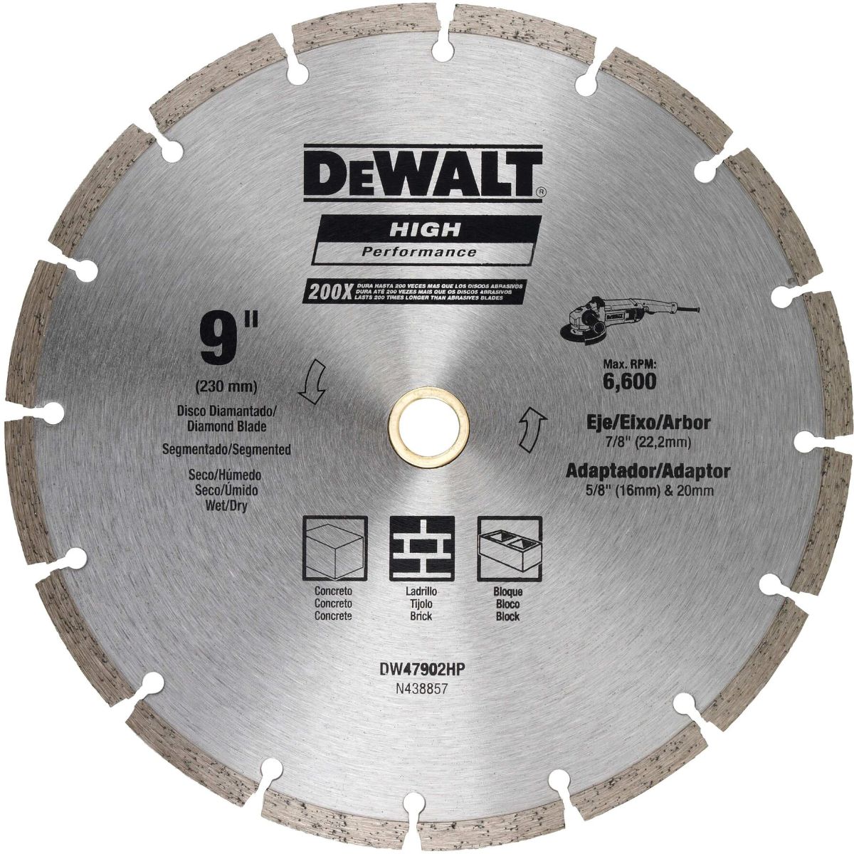 DEWALT - DISCO DIAMANTADO DE 9" SEGMENTADO MULTIPROPOSITO