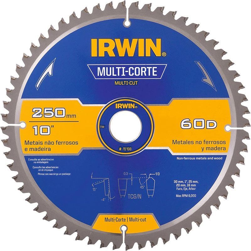 IRWIN - DISCO SIERRA PARA ALUMINIO 10"X 60TPI EJE 30MM