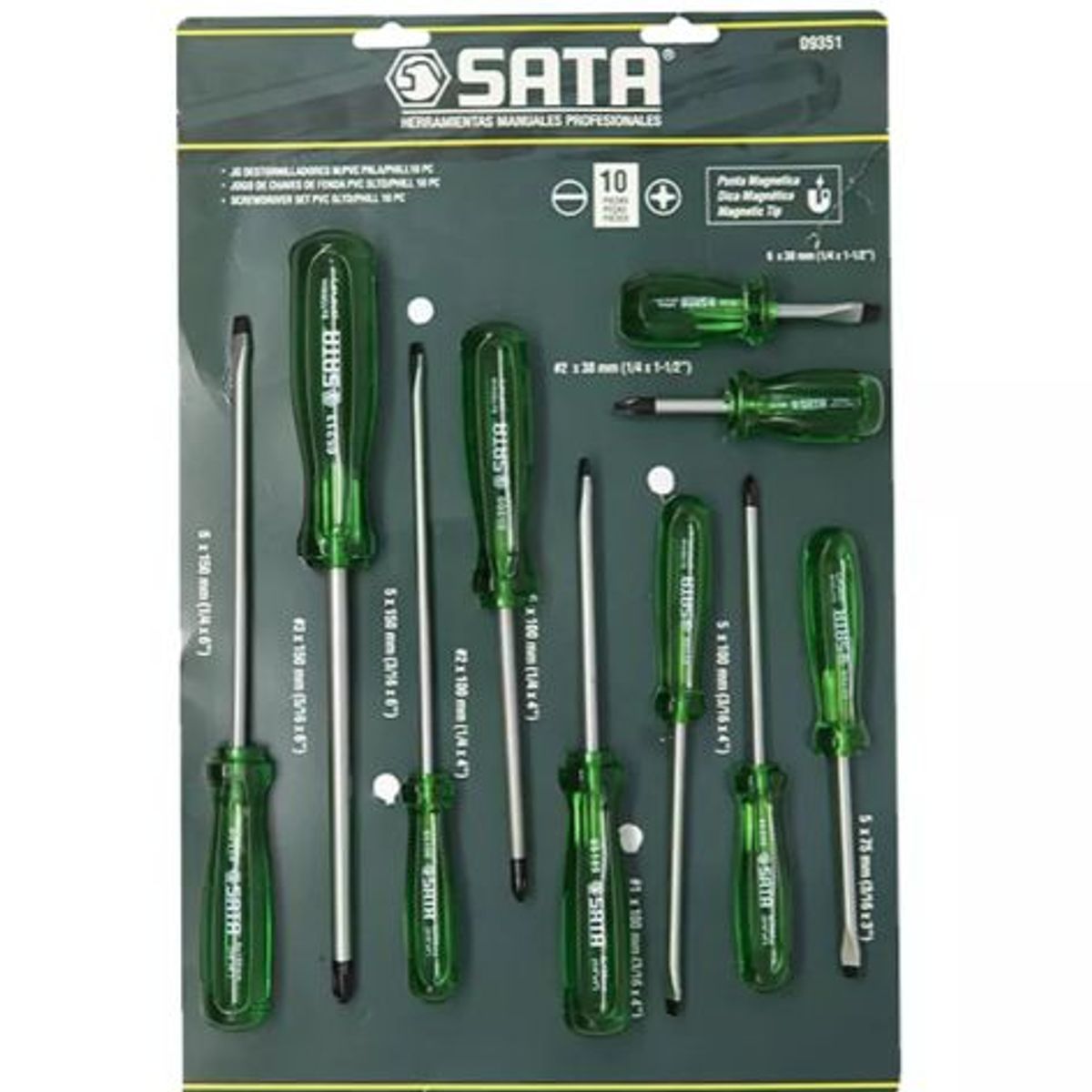 SATA - DESTORNILLADORES MIXTOS JUEGO 10PZS MANGO EN PVC