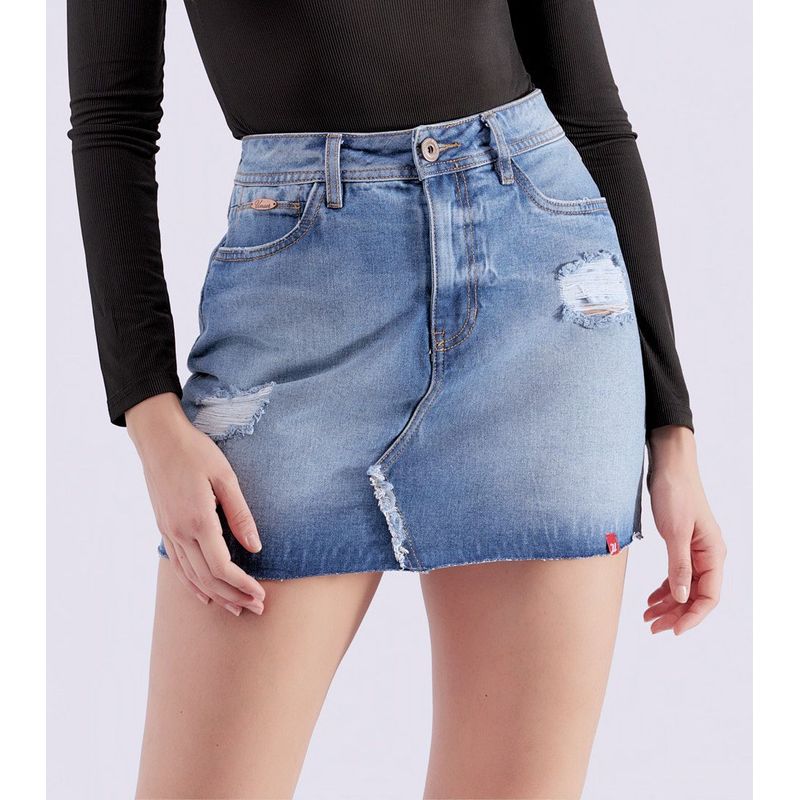 UNSER - Falda Para Mujer En Indigo Corta Con Proceso Medio Unser