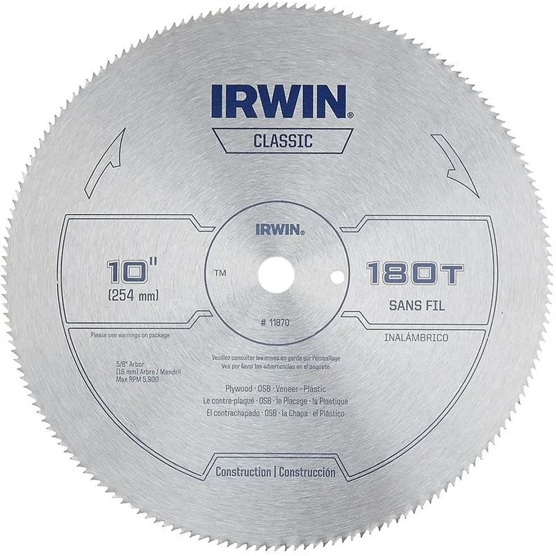 IRWIN - DISCO SIERRA PARA TRIPLEX 10" X 180TPI EJE 5/8