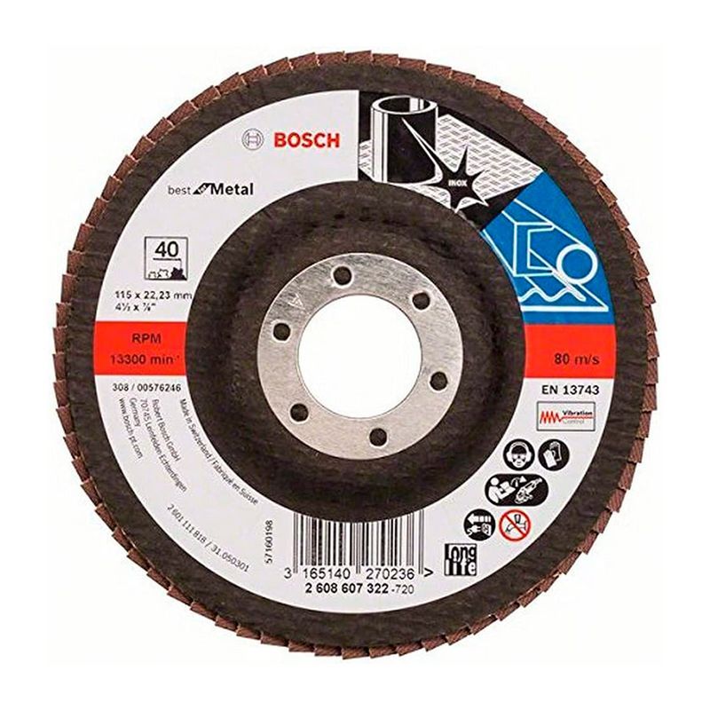 BOSCH - DISCO FLAP  RECTO DE 4.1/2  X 7/8  GRANO 40