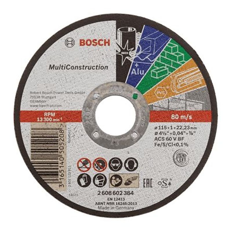 BOSCH - DISCO CORTE MULTIMATERIAL 4.1/2" X 3/64"X 7/8" T-1