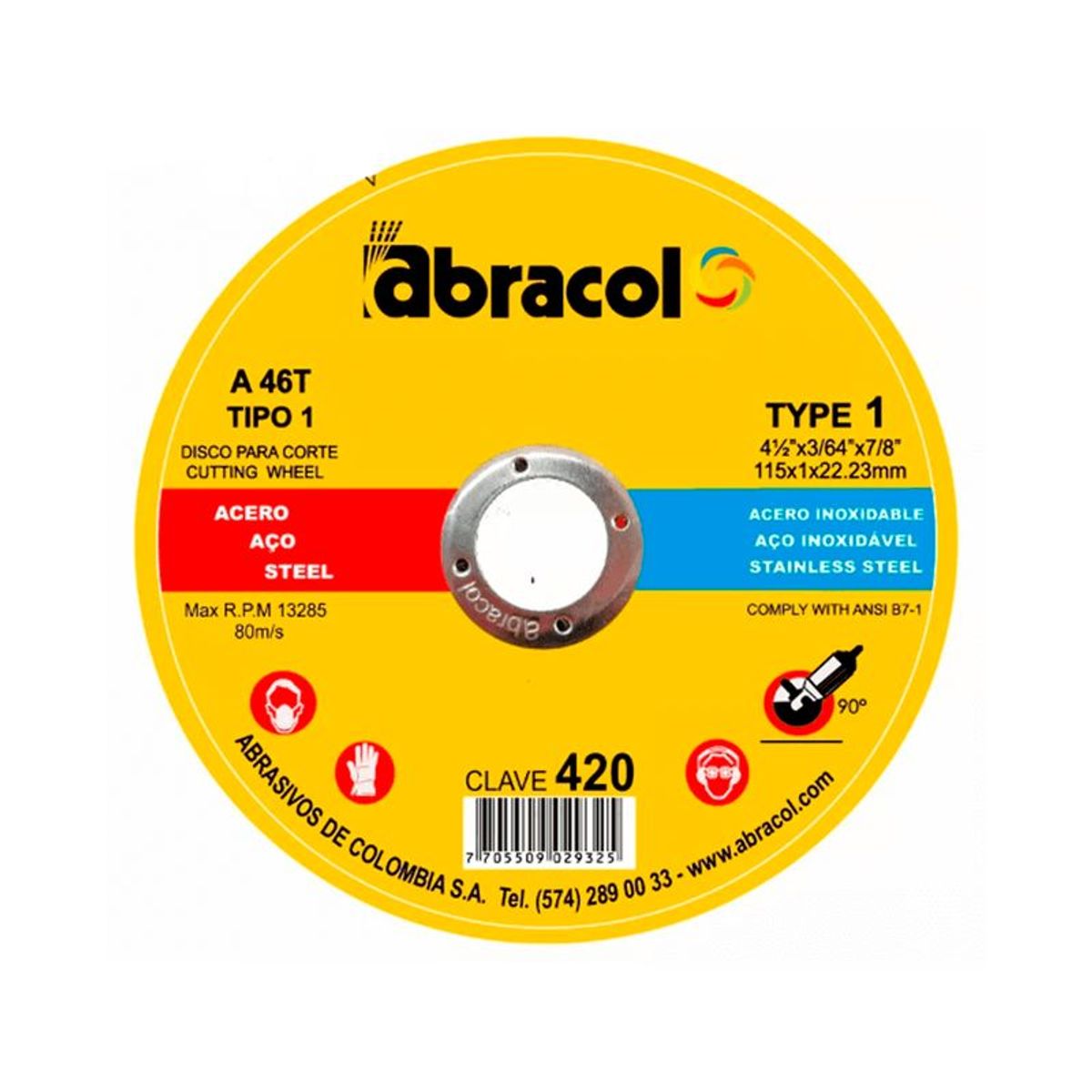 ABRACOL - DISCO PARA CORTE FINO D/PROPOSITO 4.1/2" (3 UNDS)