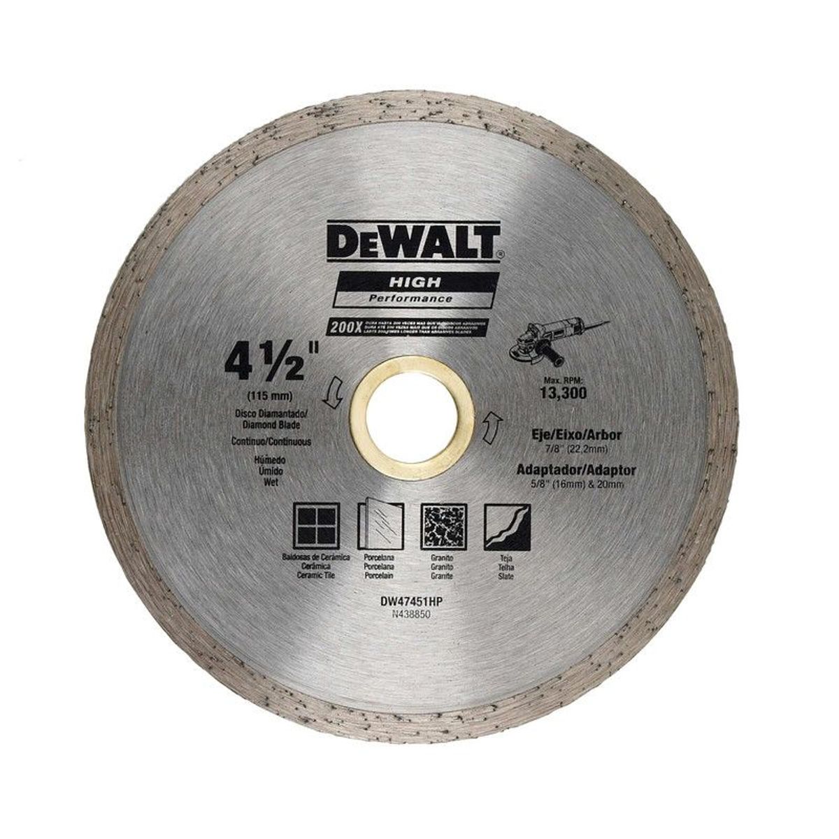 DEWALT - DISCO DIAMANTADO DE 4.1/2" CONTINUO