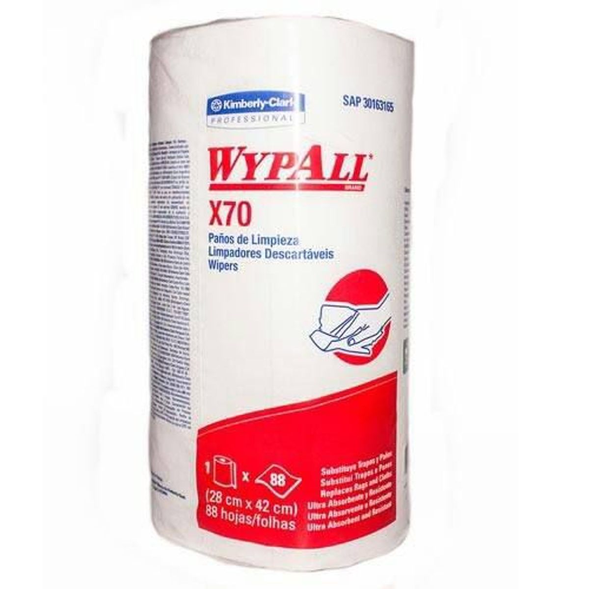 WYPALL - PAÑO WYPALL X70 REGULAR ROLL P/LIMPIEZA ROLLO 88UN