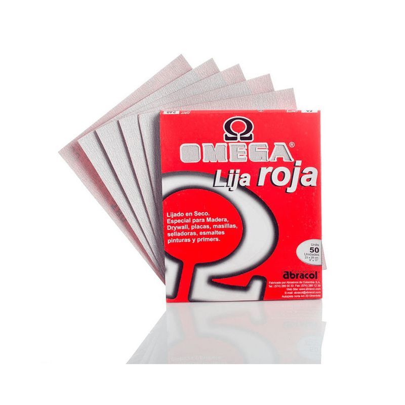 ABRACOL - LIJA MADERA EN SECO ROJA OMEGA G-180 ABRACOL (3 UNDS)