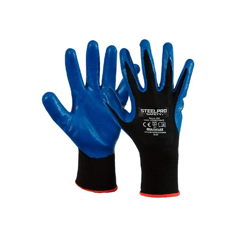 STEELPRO - GUANTE MULTIFLEX NYLON NITRILO FOAM BLUE T-S