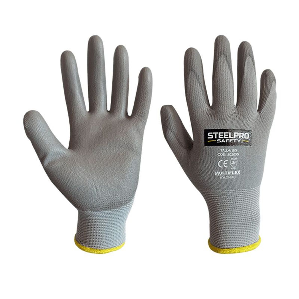 STEELPRO - GUANTE MULTIFLEX T-S NYLON POLIURETANO GRIS (2 UNDS)