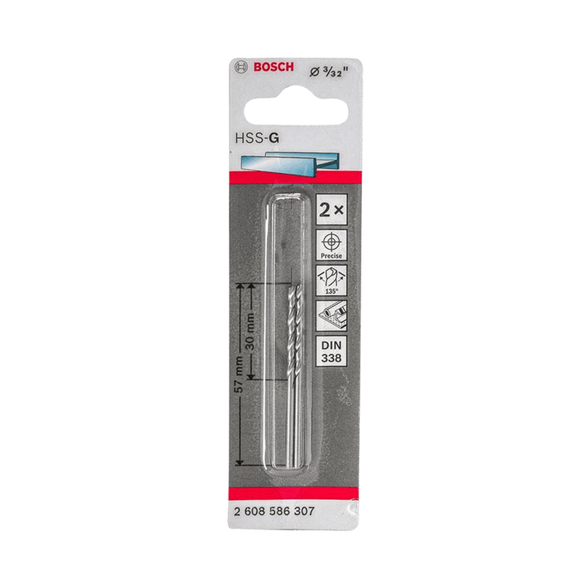 BOSCH - BROCA PARA METAL AR 3/32" HSS JUEGO 2PZS BLISTER