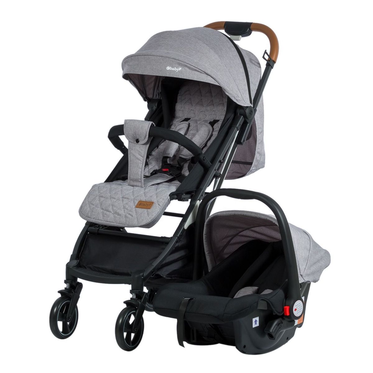 EBABY - Coche Maleta + Portabebé HAPPY TRAVEL EB198 - GRIS