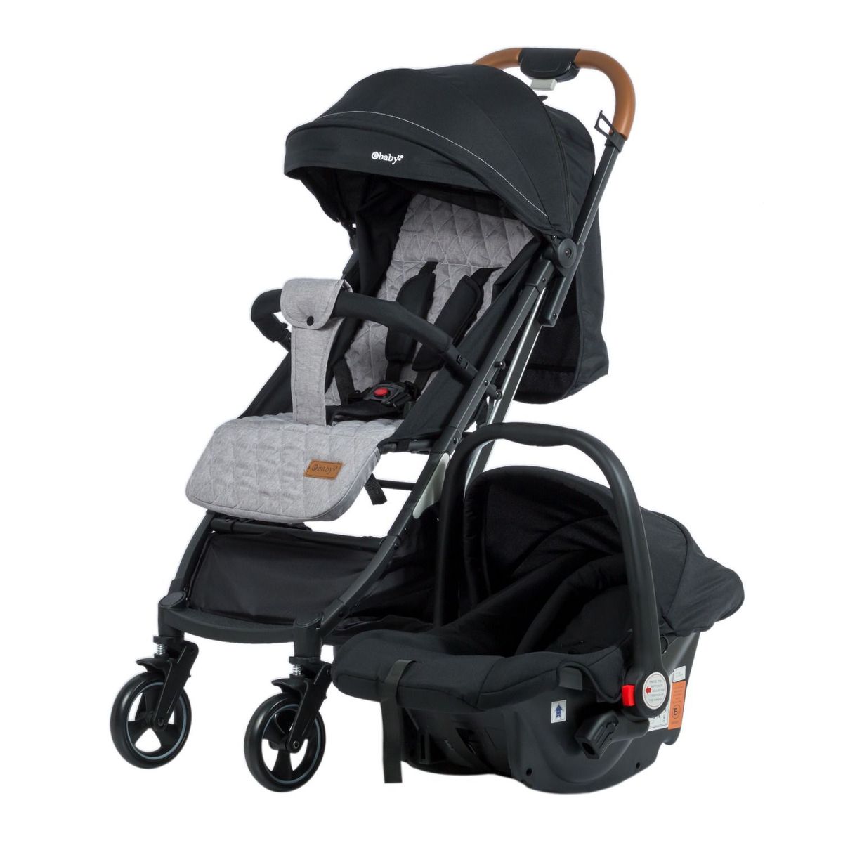 EBABY - Coche Maleta + Portabebé HAPPY TRAVEL EB198 - NEGRO