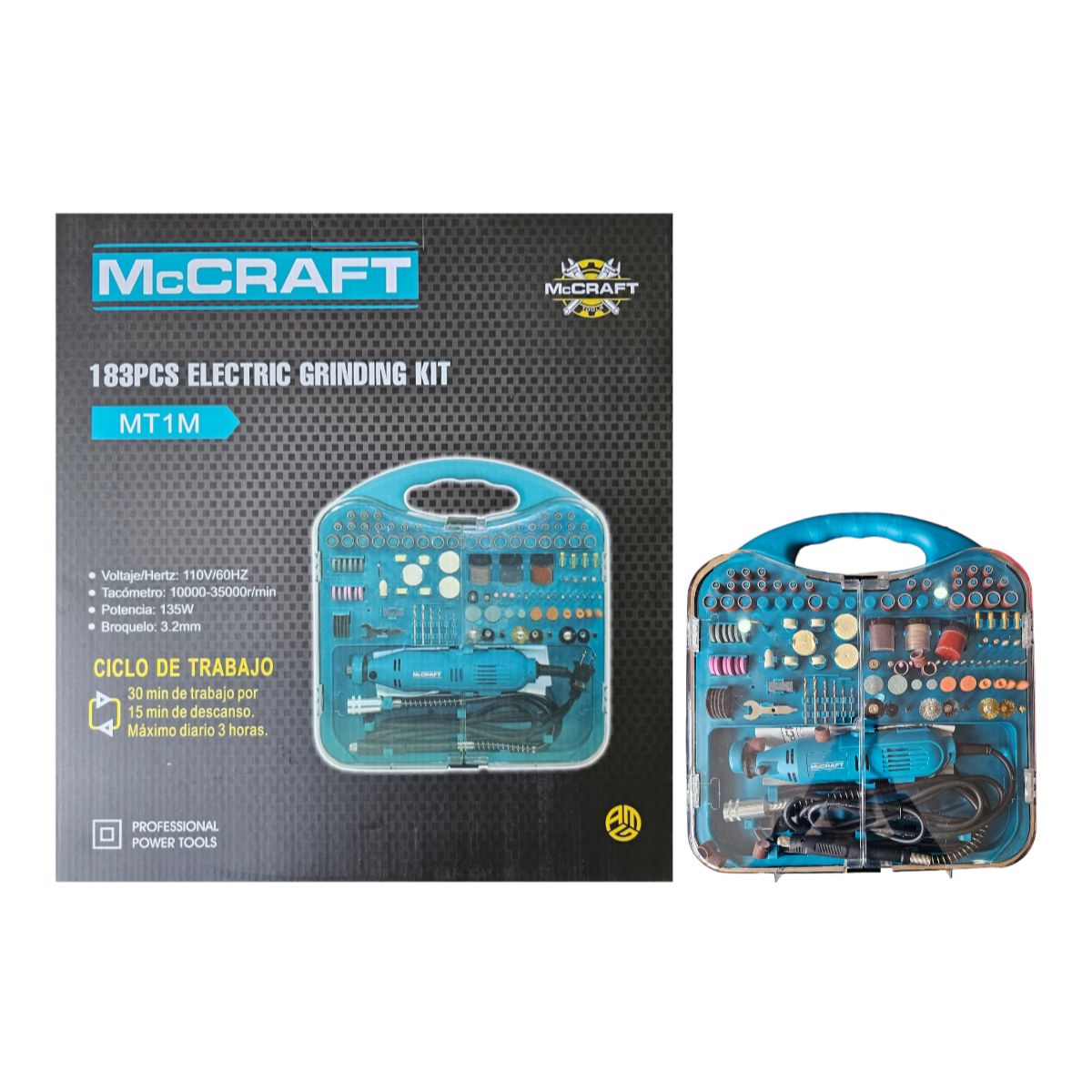 MCCRAFT - Mototool Dremel + 183pcs Prtool Profesional Mini Taladro