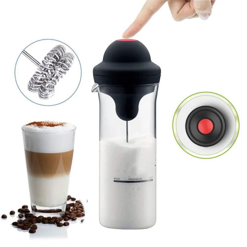 GENERICO - Espumador Batidor Para Leche Con Vaso De Vidrio 450ml