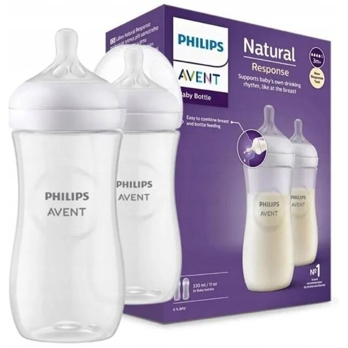 AVENT - Set X 2 Teteros Avent Natural 3.0 Response 11 Oz Scy906/02