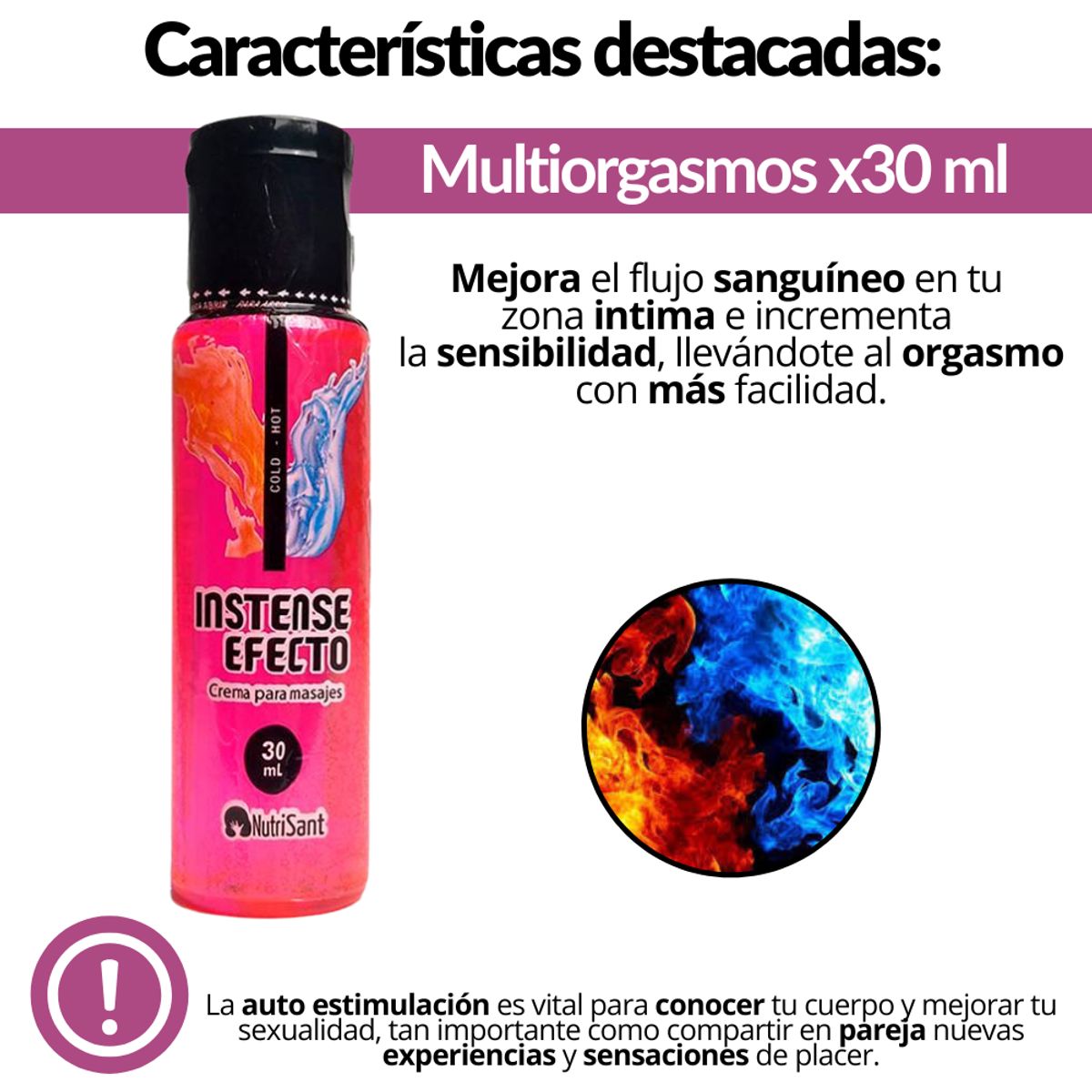 GENERICO - Lubricante Multiorgasmos Doble Sensación Sabor Cereza x30 mL