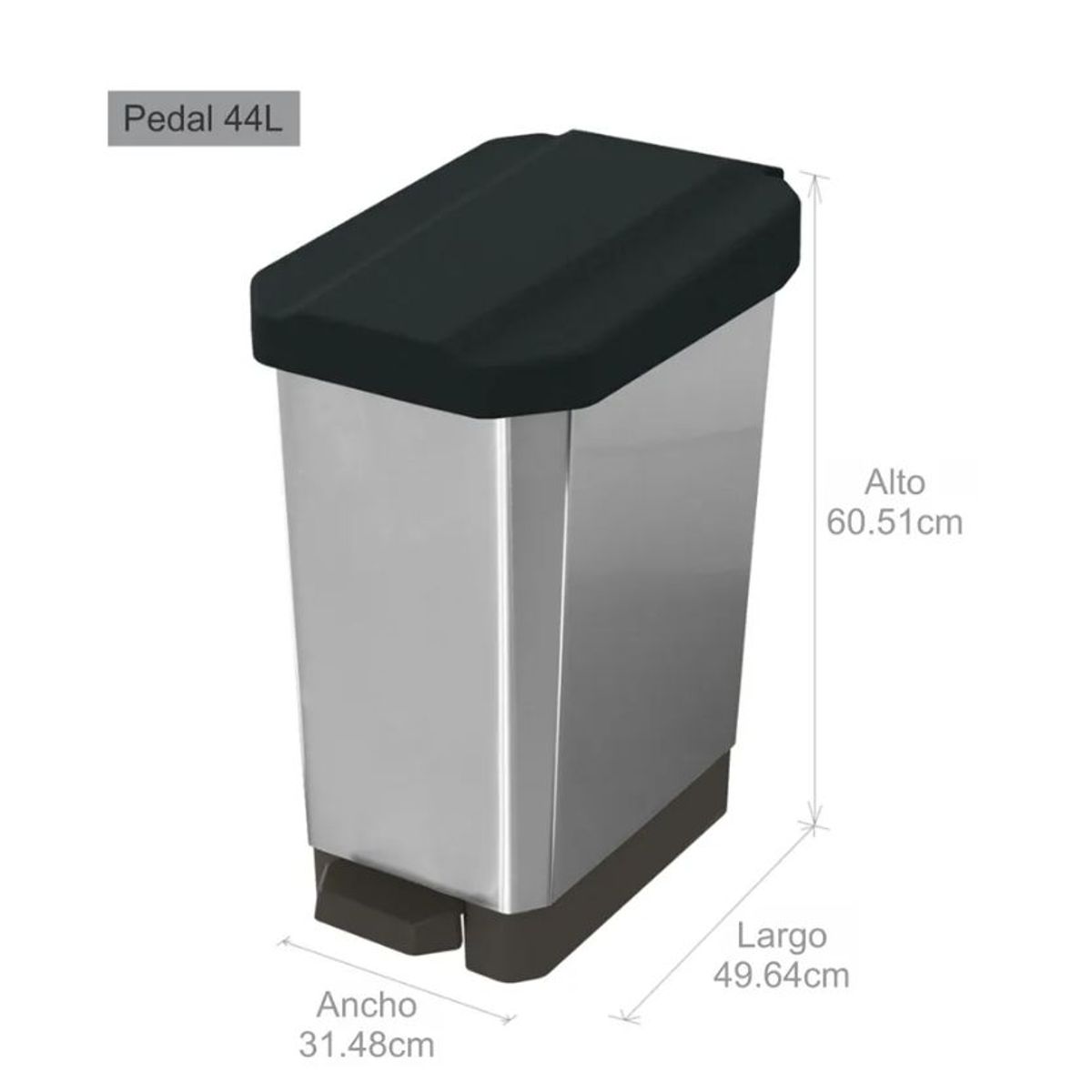 ESTRA - Estra Caneca De Pedal Estrabins 44 Litros Negra Metalizada