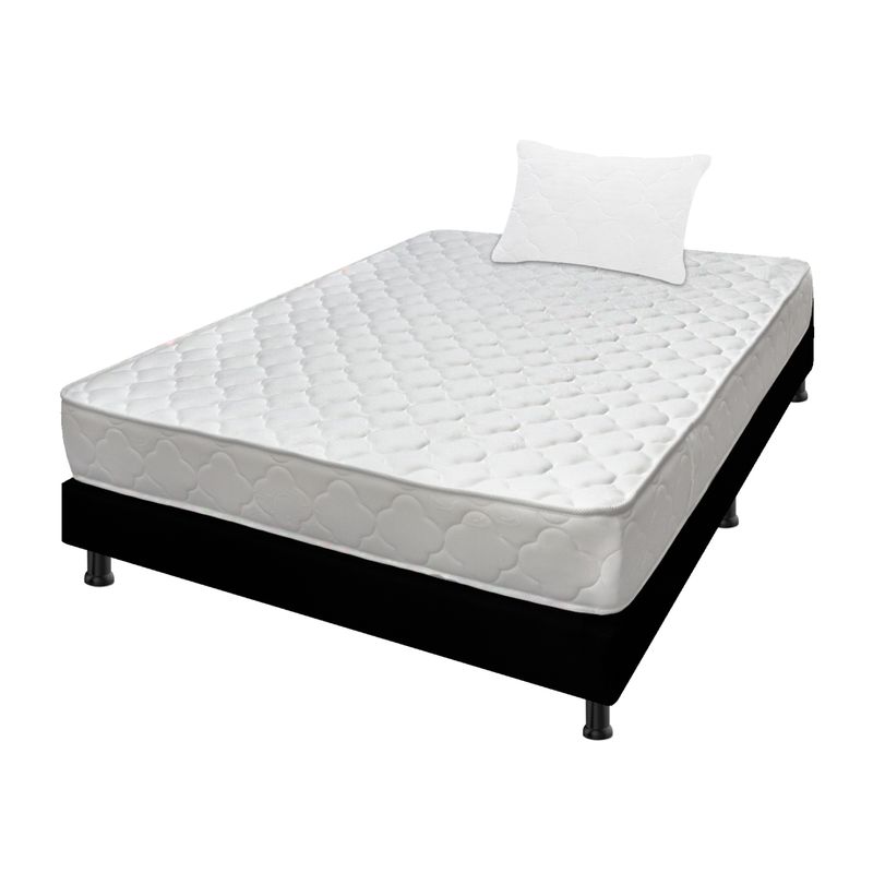 DORMILANDIA - Combo Colchón Sencillo Espumado Ultraflex+ Base Cama Entera + Almohada