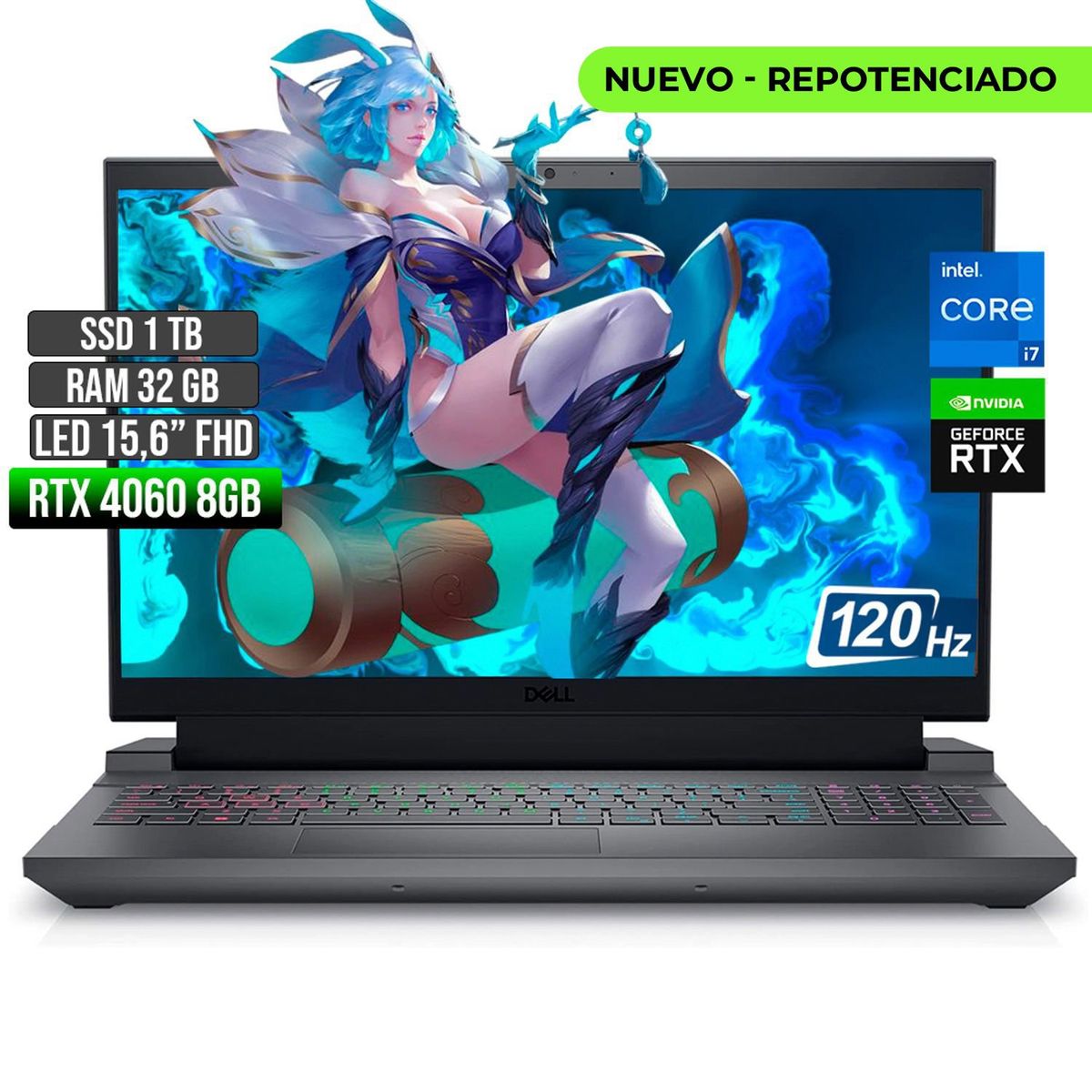 DELL - DELL G15 INTEL CORE I7-13650HX RTX 4060 8GB SSD 1TB RAM 32GB LED 15,6" FHD 120Hz