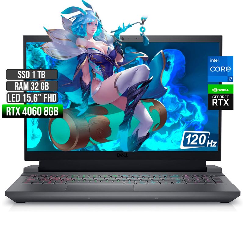 DELL - DELL G15 INTEL CORE I7-13650HX RTX 4060 8GB SSD 1TB RAM 32GB LED 15,6" FHD 120Hz