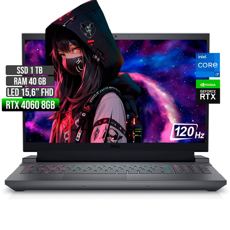 DELL - DELL G15 INTEL CORE I7-13650HX RTX 4060 8GB SSD 1TB RAM 40GB LED 15,6" FHD 120Hz