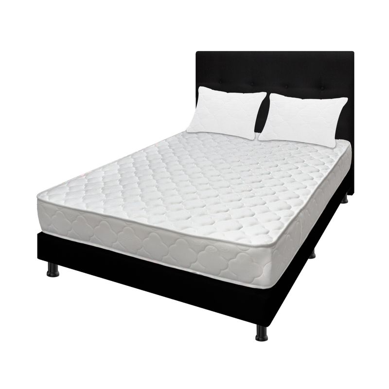 DORMILANDIA - Combo Colchón Semidoble Espumado Ultraflex+Base Cama+Cabecero+Almohadas