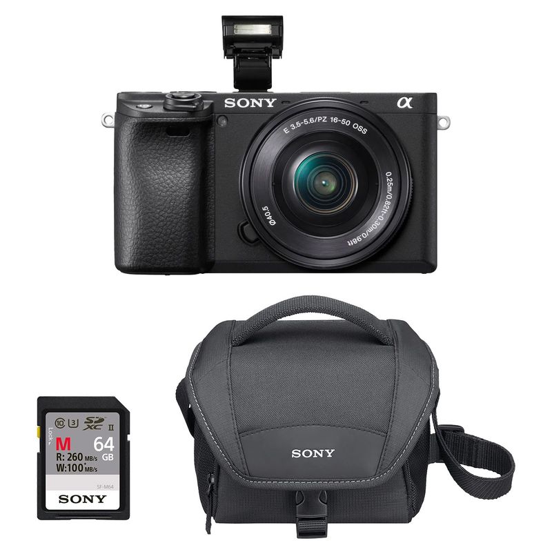 SONY - Kit Cámara Alpha 6400L con Estuche y Memoria de 64GB