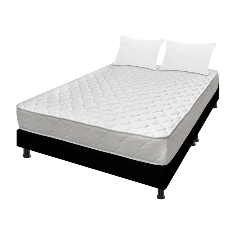 DORMILANDIA - Combo Colchón Queen Espumado Ultraflex +Base Cama Dividida +Cabecero+ Almohadas