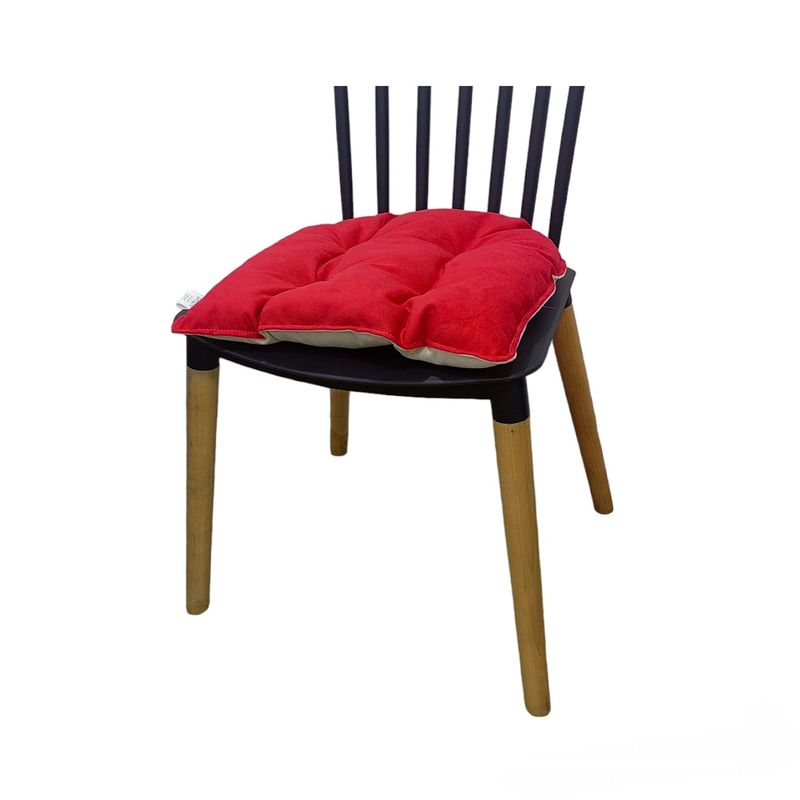 BANZAY - Cojin para Silla Bastidor Doble Faz - Rojo y Marfil