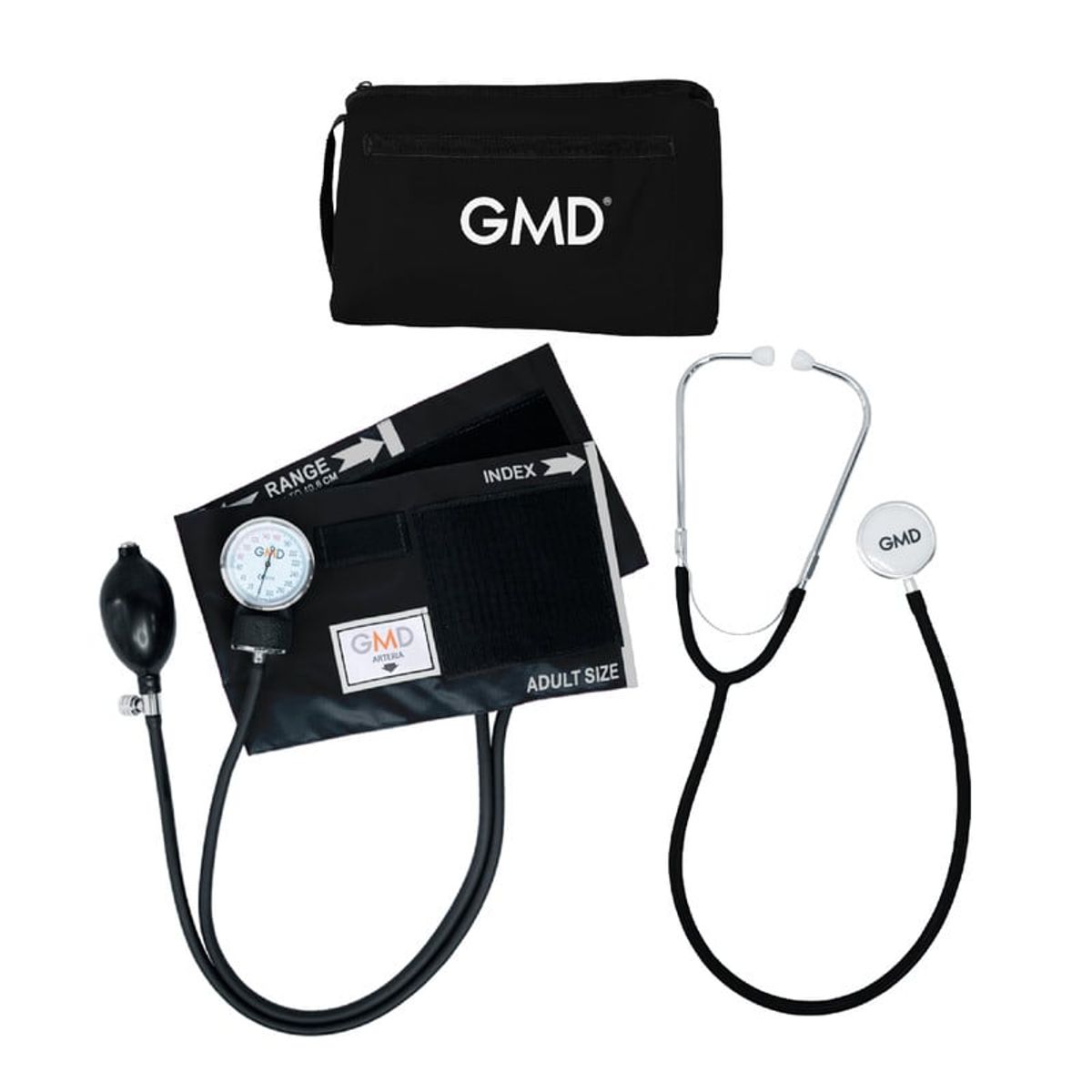 GMD - Kit Tensiometro Manual + Fonendoscopio Doble Campana Color Negro