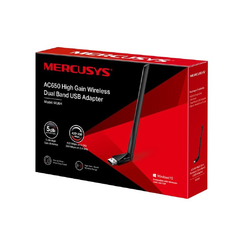 MERCUSYS - Adaptador USB Wi-fi inalámbrico de banda dual MU6H