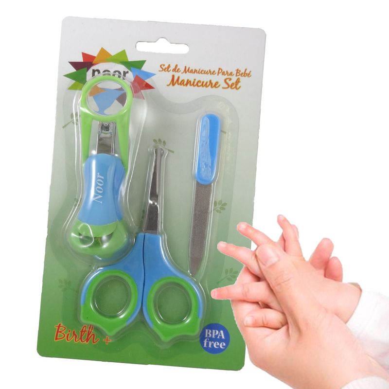 GENERICO - Set Cortauñas tijeras lima para bebe con lupa Noor niño
