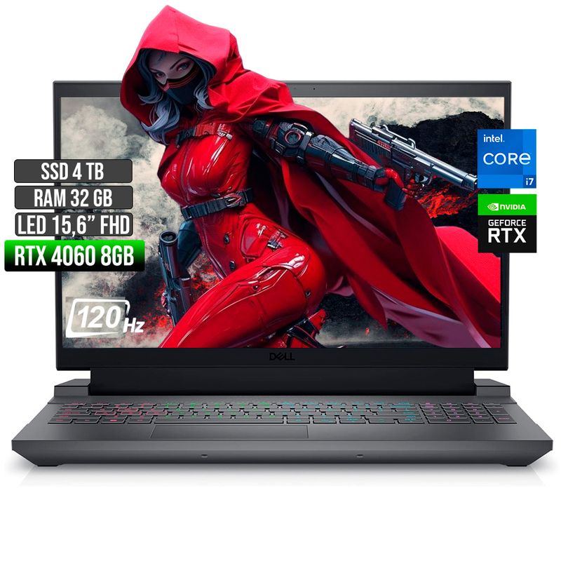 DELL - DELL G15 INTEL CORE I7-13650HX RTX 4060 8GB SSD 4TB RAM 32GB LED 15,6" FHD 120Hz