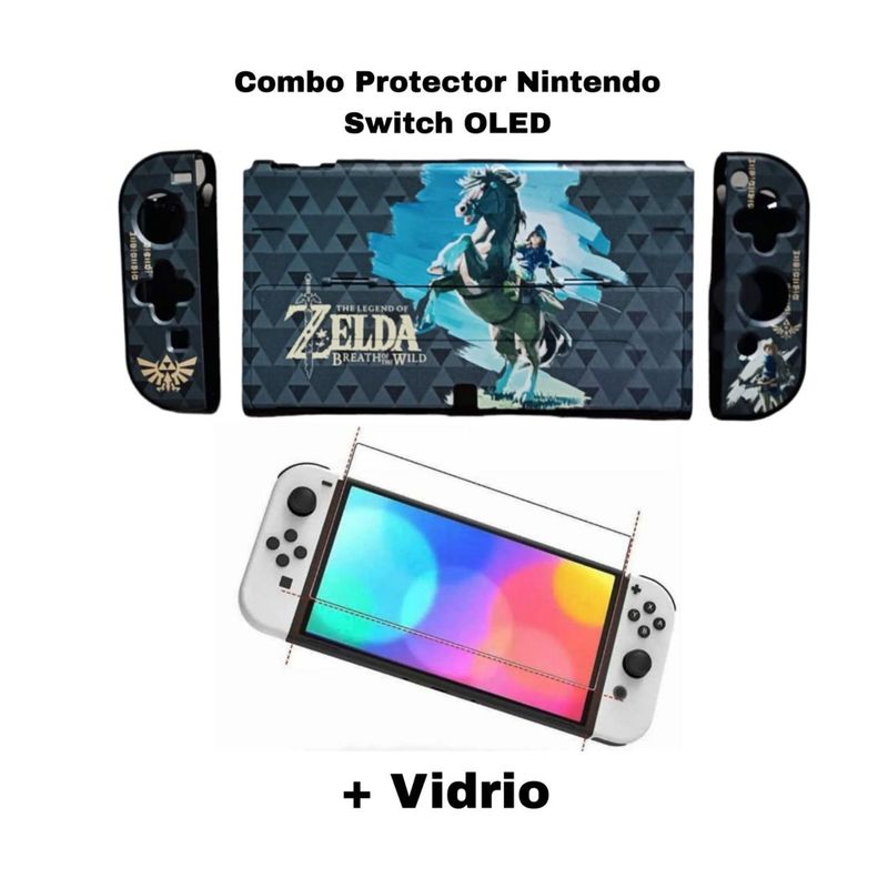 GENERICO - Acrilico Diseño Zelda Caballo + Vidrio Protector Para Switch Oled