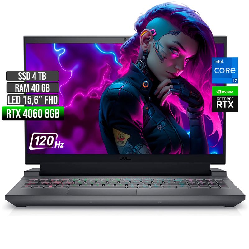 DELL - DELL G15 INTEL CORE I7-13650HX RTX 4060 8GB SSD 4TB RAM 40GB LED 15,6" FHD 120Hz